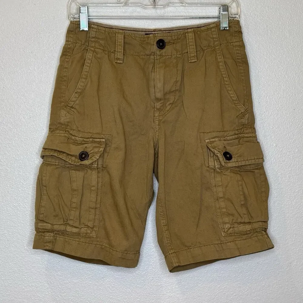 American Eagle‎ Classic Cargo Shorts Mens Size 26 Dark Khaki Brown 100% Cotton
